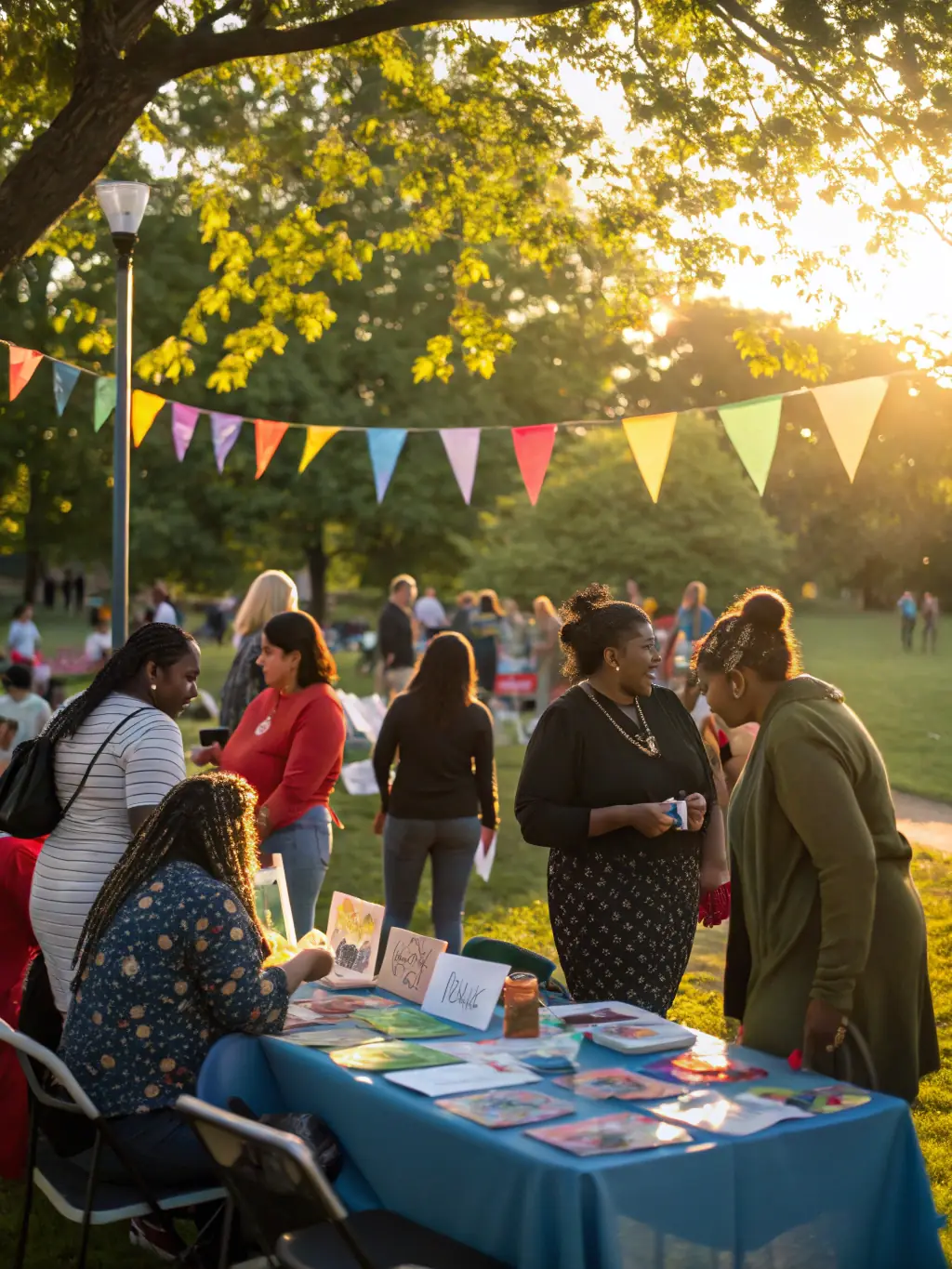 A vibrant photo of a community event organized by LES AMIS DE L' HOPITAL MARIUS LACROIX, featuring local residents and hospital staff.